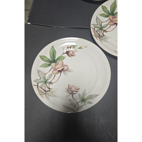 Meito China White China Woodrose Dinner Plates Set Of 5 Japan Floral Pattern - Picture 2 of 9